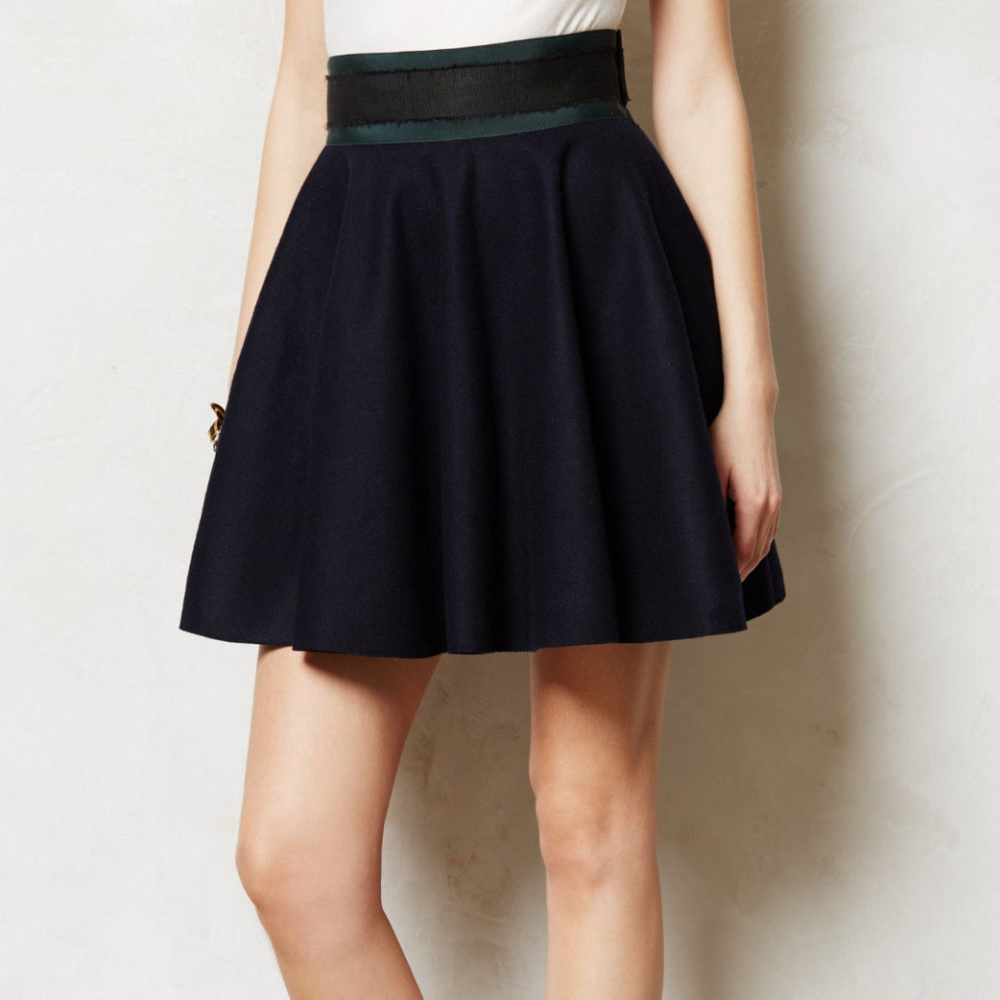 Anthropologie Primary Swing Skirt High Waist Navy Mini By Hello By Jourdan NWT